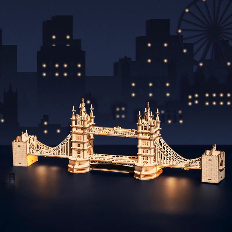 Robotime 3D Wooden Puzzle Game Big Ben Bridge Building