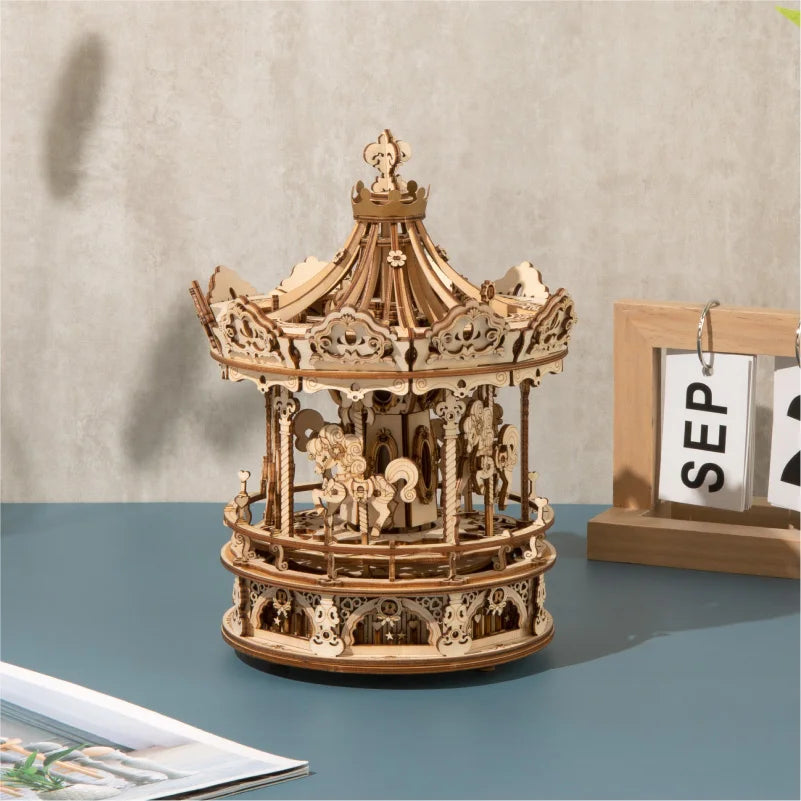 Robotime 3D Wooden Puzzle 336pcs Rotatable DIY Assembly Music Box