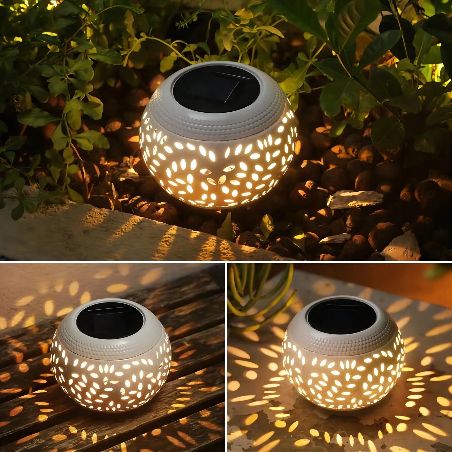 1/2 Pack Solar Outdoor, White Metal LED Solar Lantern