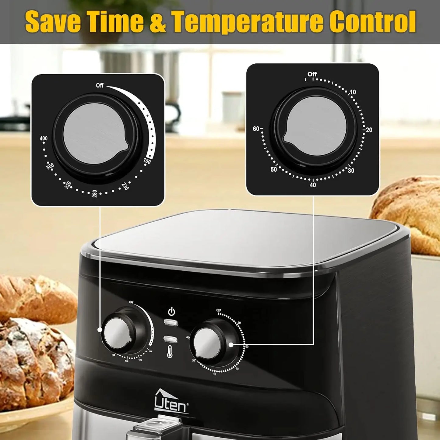 Air Fryer 5.8Qt/5.5L - Electric Airfryer with Temperature Control, Timer, Non-Stick Fry Basket, 1700W High-power, Fast Oven Oil