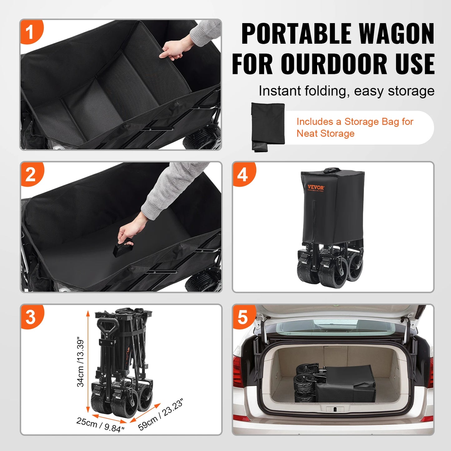 Collapsible Folding Cart with All-Terrain Wheels