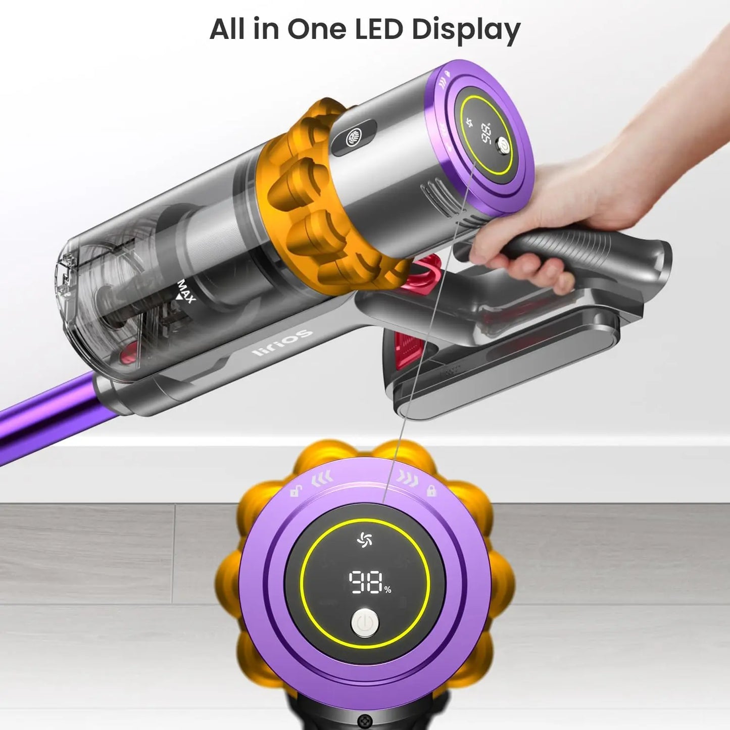 550W/45Kpa/ 65Mins Vacuum Cordless, Low Noise, Wall Mount Charging