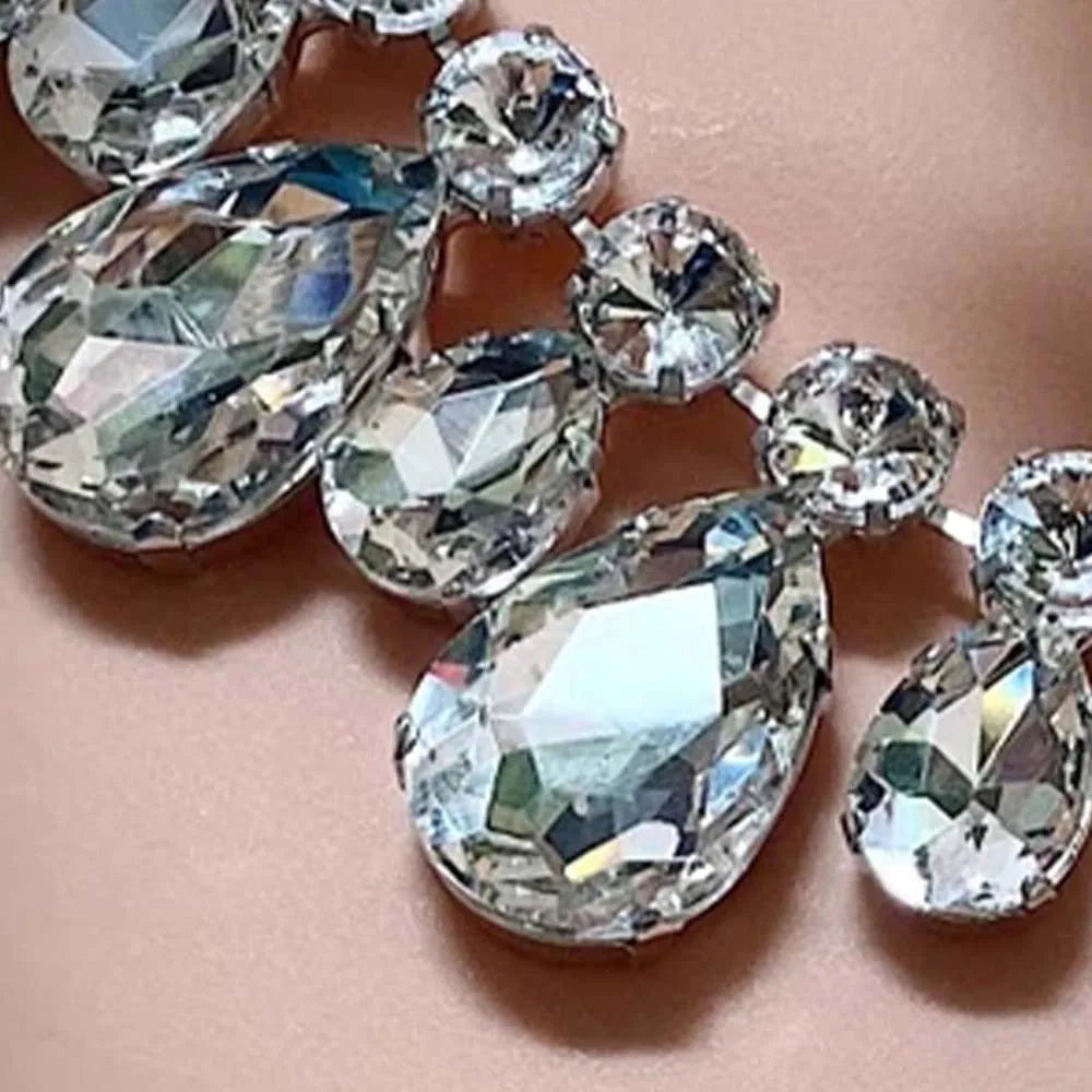 Teardrop Necklace Set for Women Crystal Adjustable