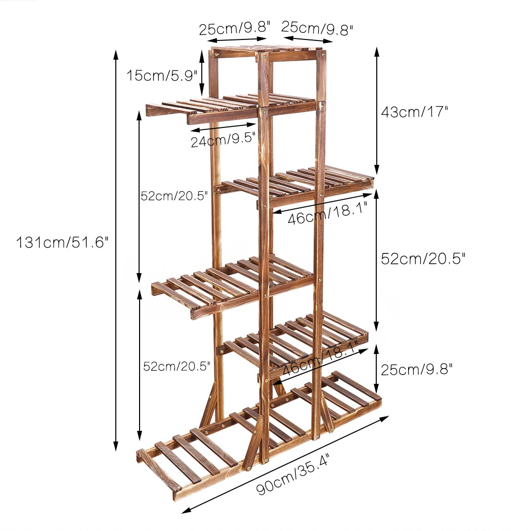 52" Tall 6 Tier Wood Plant Stand Flower Rack