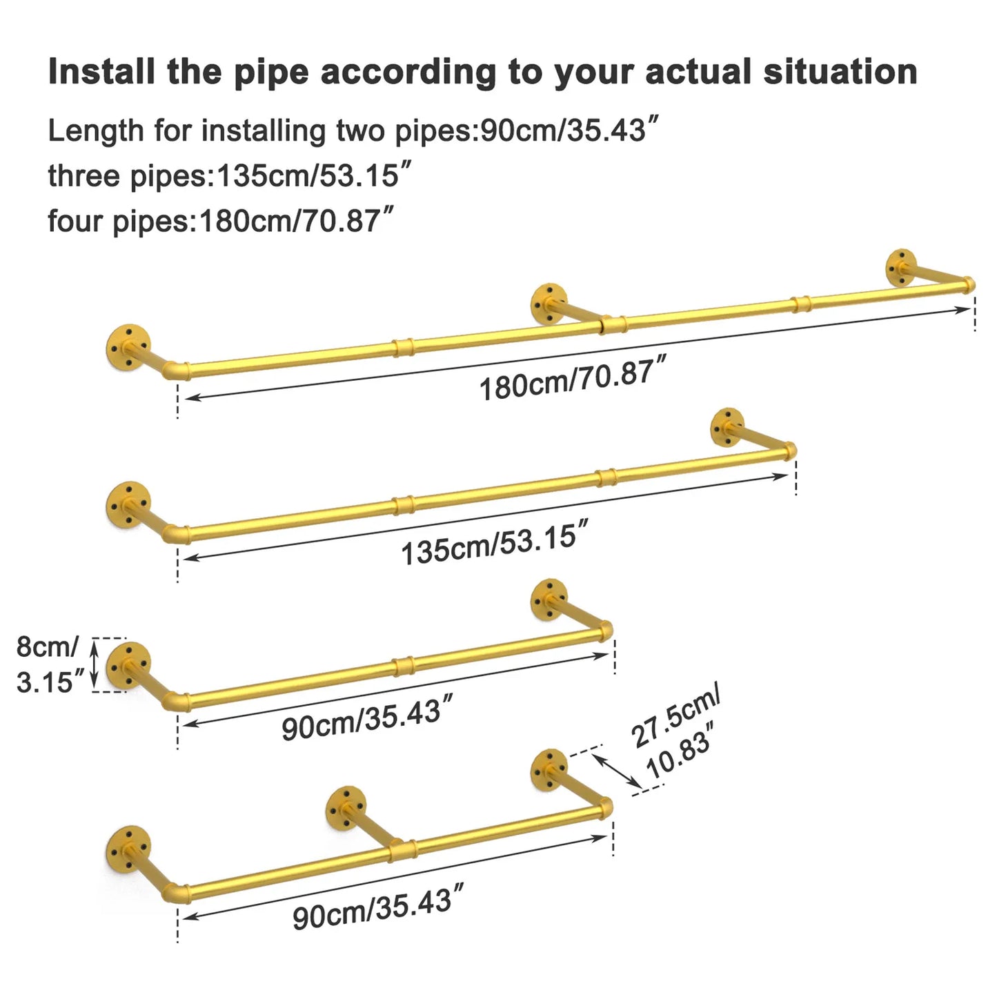 Industrial Pipe Clothes Hanging Rack: Wall Mounted