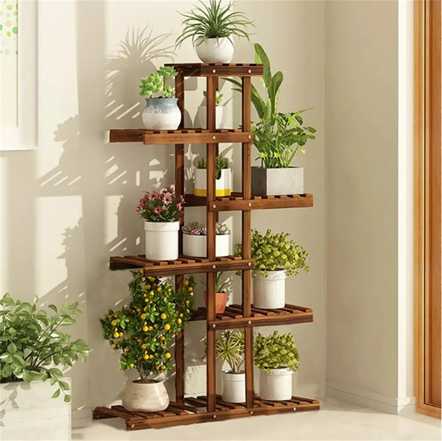52" Tall 6 Tier Wood Plant Stand Flower Rack
