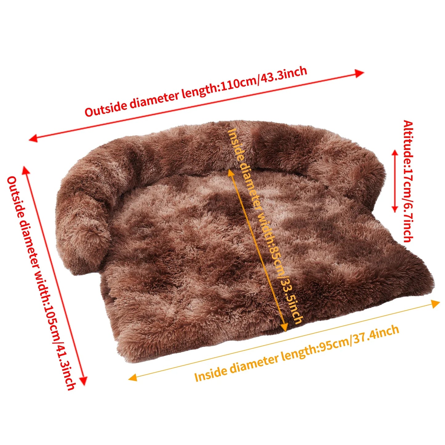 Calming Dog Plush Bed, Zippered Removable Washable Cover