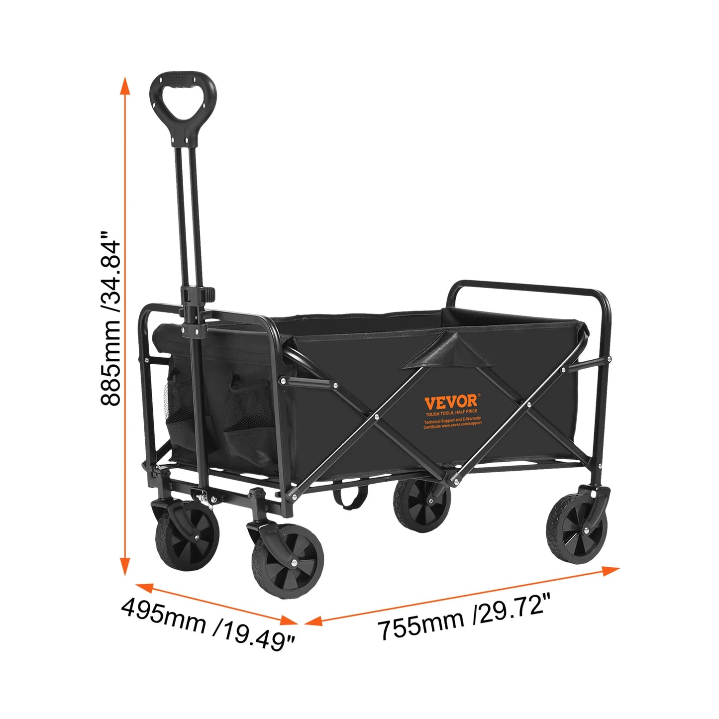 Collapsible Folding Cart with All-Terrain Wheels
