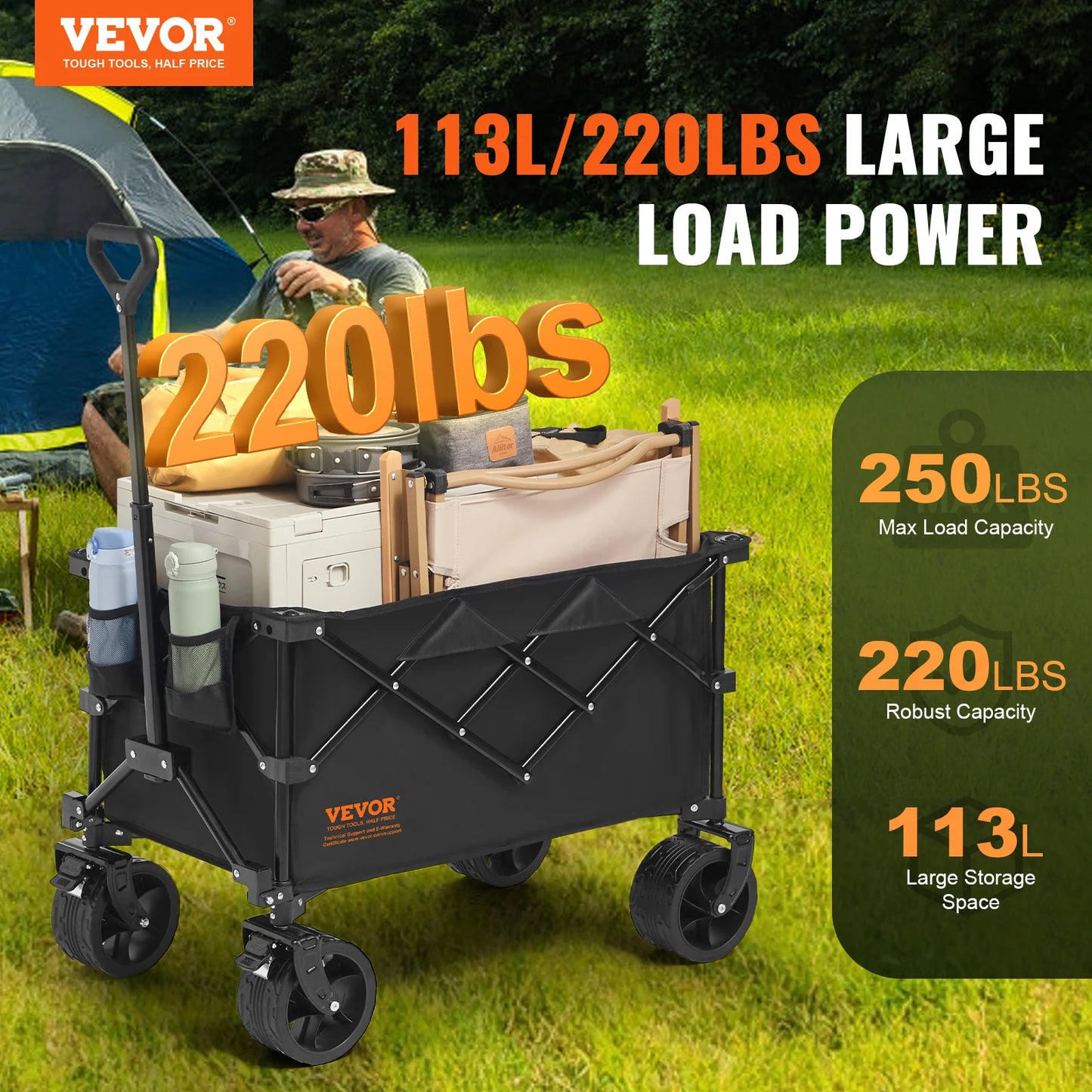 Collapsible Folding Cart with All-Terrain Wheels