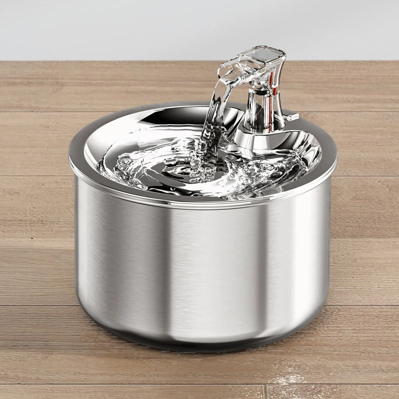 2L stainless steel pet water dispenser fountain