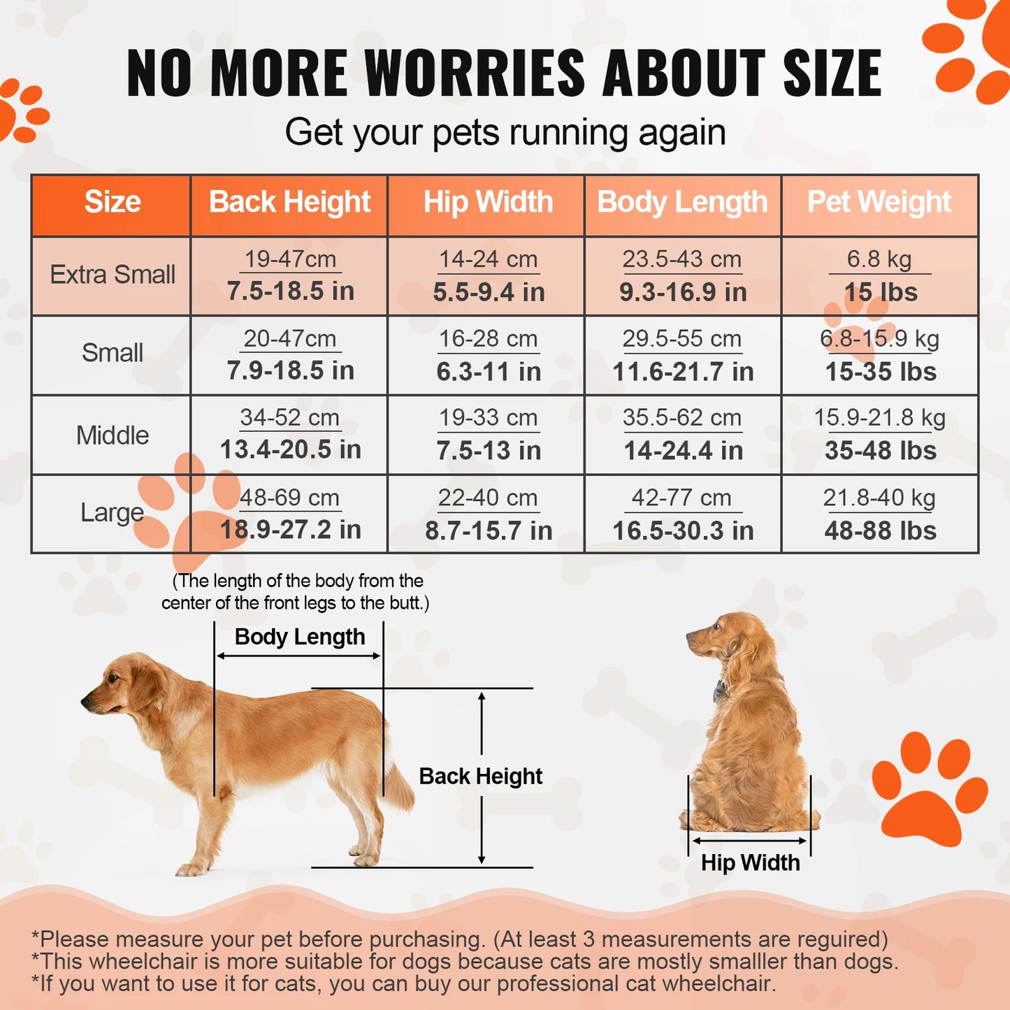 2 Wheels Dog Wheelchair for Back Legs, Cart/Wheelchair