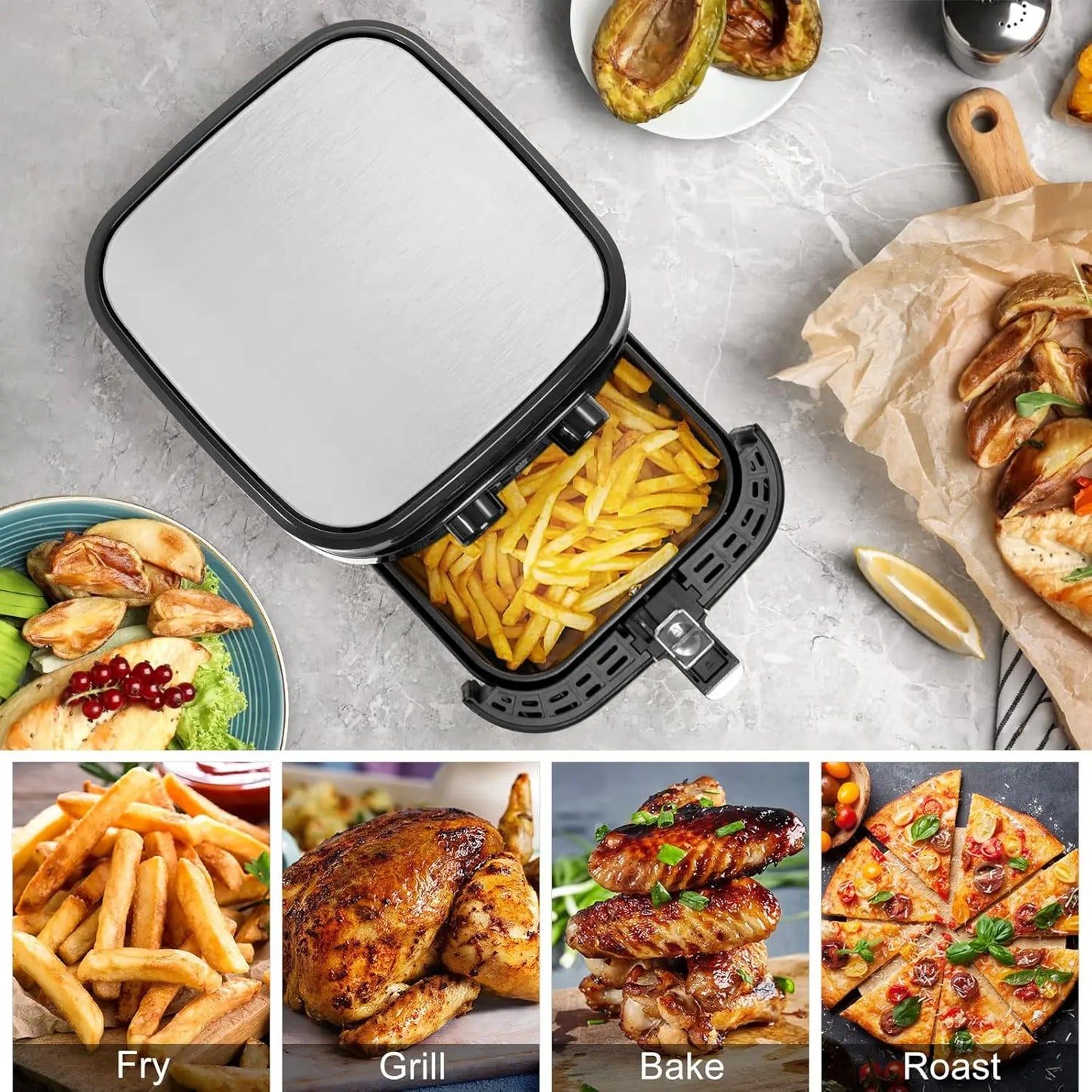 Air Fryer 5.8Qt/5.5L - Electric Airfryer with Temperature Control, Timer, Non-Stick Fry Basket, 1700W High-power, Fast Oven Oil