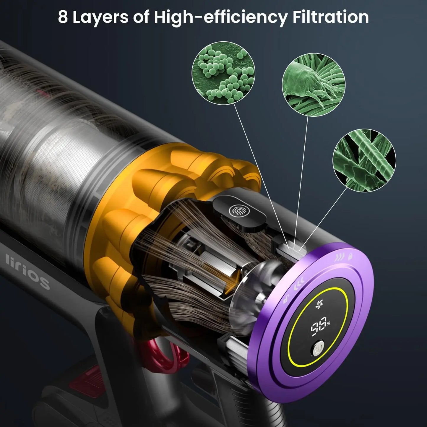 550W/45Kpa/ 65Mins Vacuum Cordless, Low Noise, Wall Mount Charging