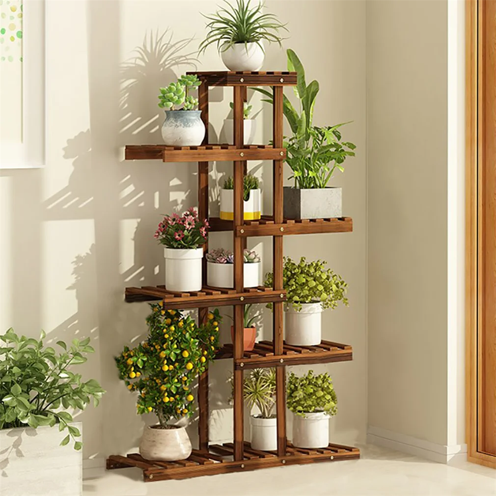 52" Tall 6 Tier Wood Plant Stand Flower Rack