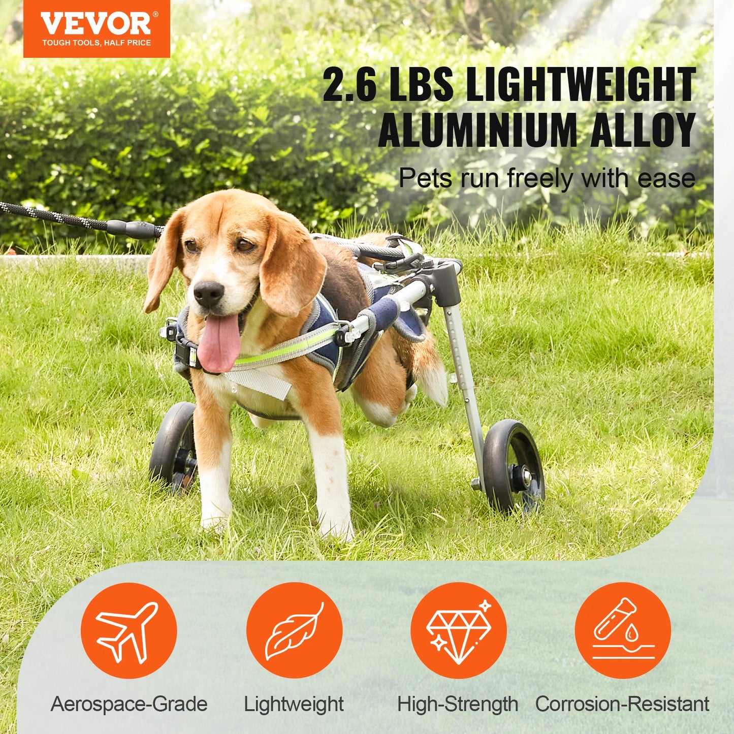2 Wheels Dog Wheelchair for Back Legs, Cart/Wheelchair