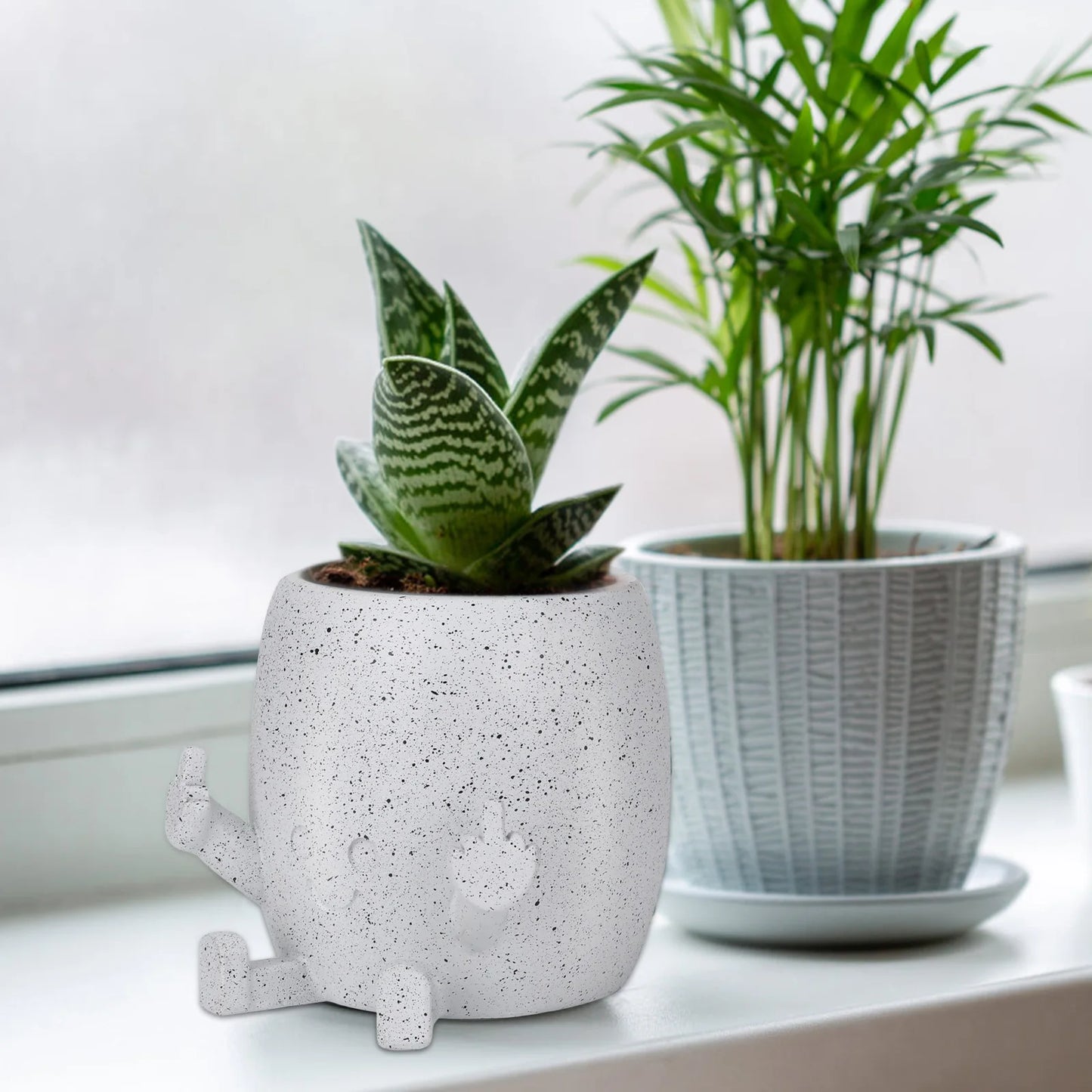 Funny Expression Middle Finger Flower Garden Planter