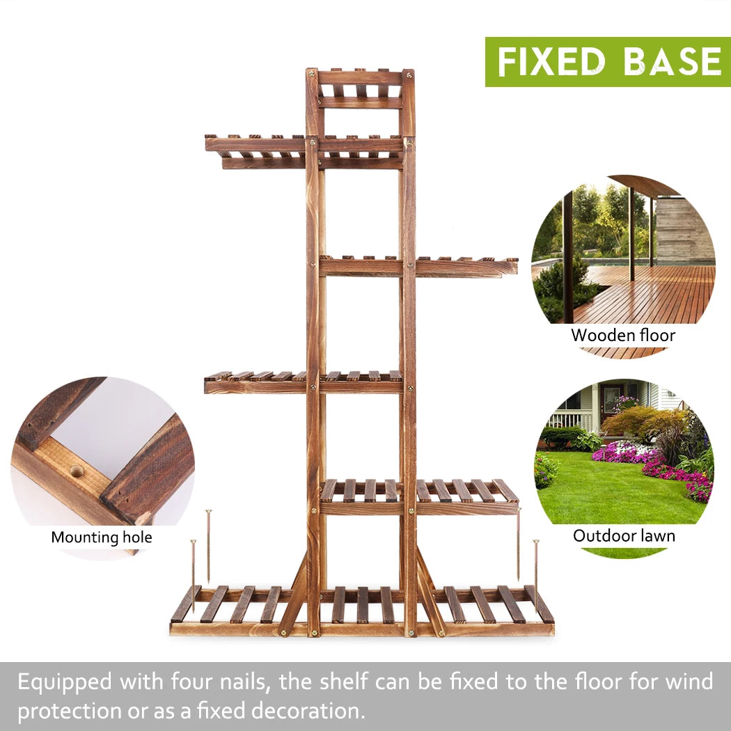 52" Tall 6 Tier Wood Plant Stand Flower Rack