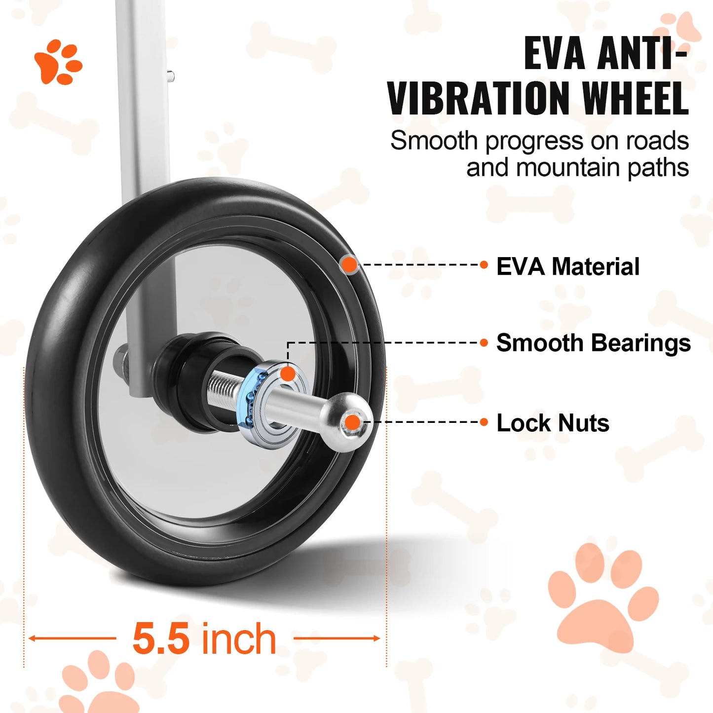 2 Wheels Dog Wheelchair for Back Legs, Cart/Wheelchair