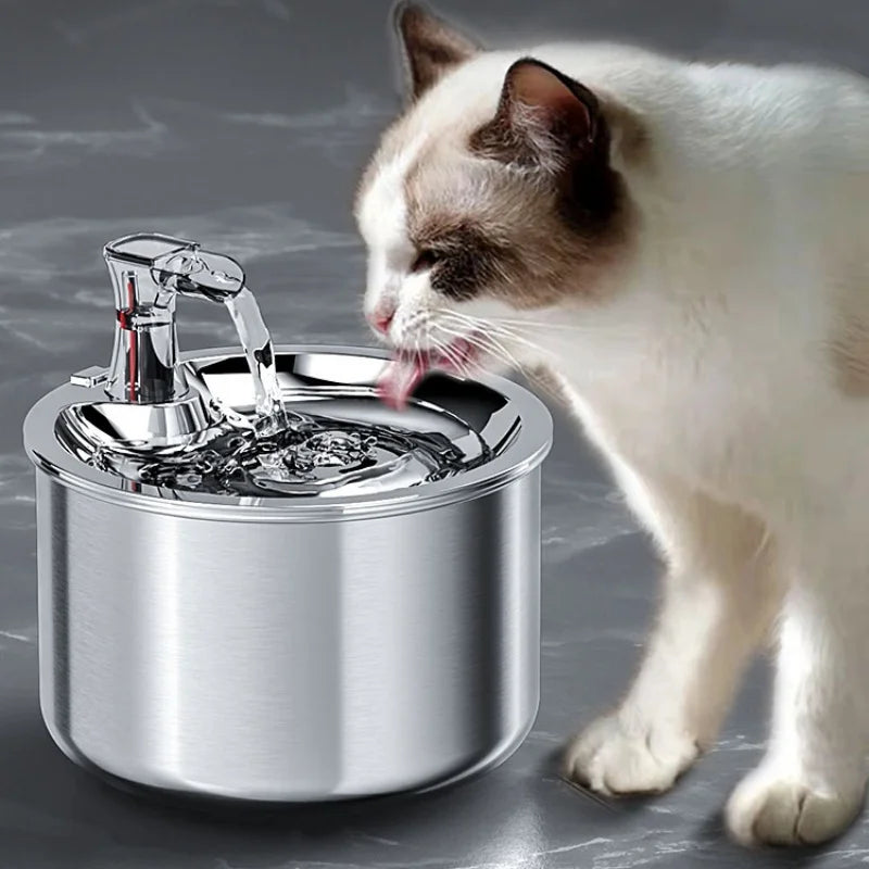 2L stainless steel pet water dispenser fountain