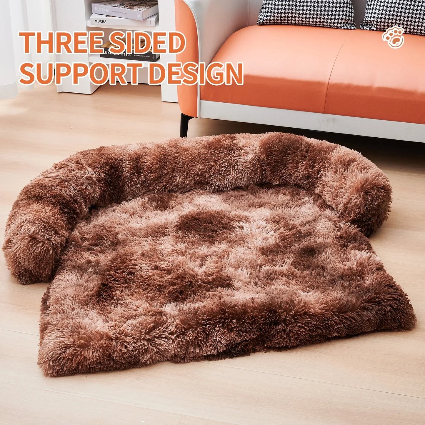 Calming Dog Plush Bed, Zippered Removable Washable Cover