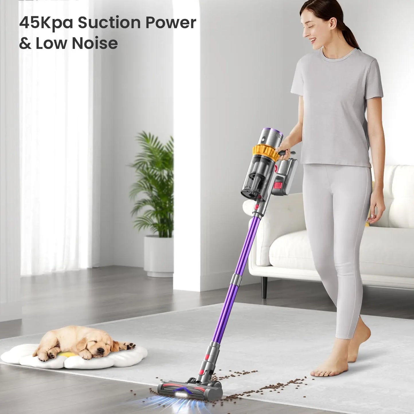 550W/45Kpa/ 65Mins Vacuum Cordless, Low Noise, Wall Mount Charging