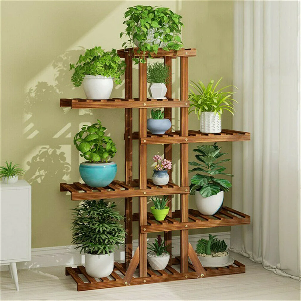 52" Tall 6 Tier Wood Plant Stand Flower Rack