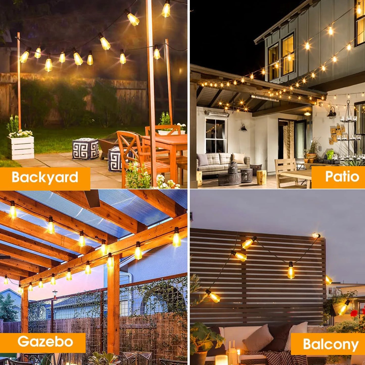 1/2/3pcs 28FT String Lights Outdoor, Patio Lights Garden Lamp
