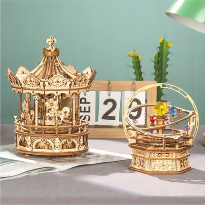 Robotime 3D Wooden Puzzle 336pcs Rotatable DIY Assembly Music Box