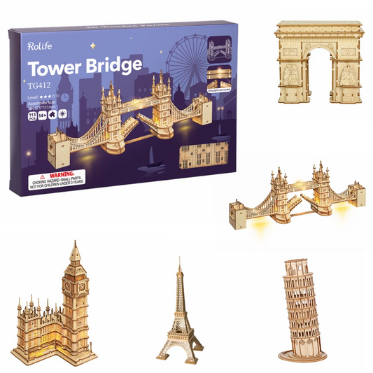 Robotime 3D Wooden Puzzle Game Big Ben Bridge Building