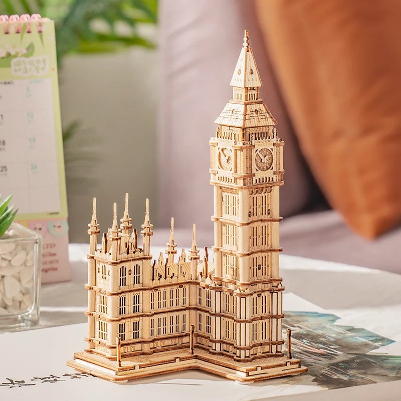 Robotime 3D Wooden Puzzle Game Big Ben Bridge Building