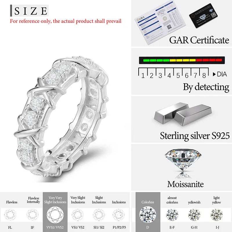 Fine Jewelry  With Certificate Moissanite Rings S925 Sterling Silver
