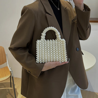 Women Pearl Handmade Beaded Handbags Ladies  Purse