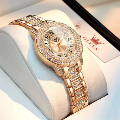 Diamond Wristwatch Elegant Stainless Steel Waterproof Quartz Luxury