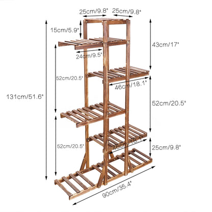 52" Tall 6 Tier Wood Plant Stand Flower Rack