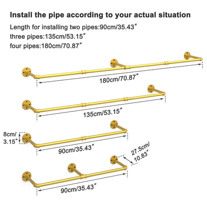 Industrial Pipe Clothes Hanging Rack: Wall Mounted