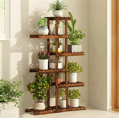 52" Tall 6 Tier Wood Plant Stand Flower Rack