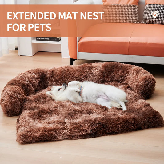 Calming Dog Plush Bed, Zippered Removable Washable Cover