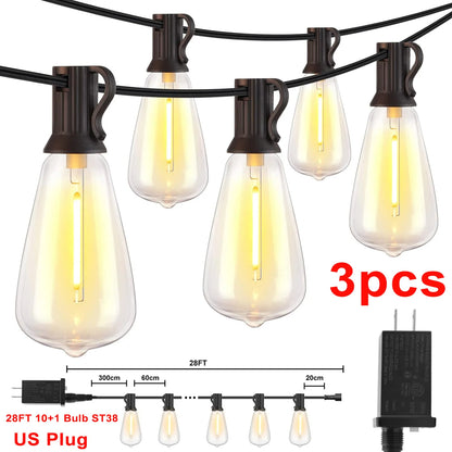 1/2/3pcs 28FT String Lights Outdoor,  Patio Lights Garden Lamp