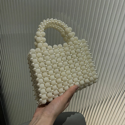 Women Pearl Handmade Beaded Handbags Ladies  Purse
