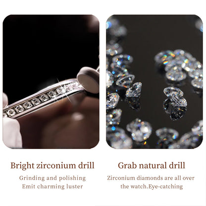 Diamond Wristwatch Elegant Stainless Steel Waterproof Quartz Luxury