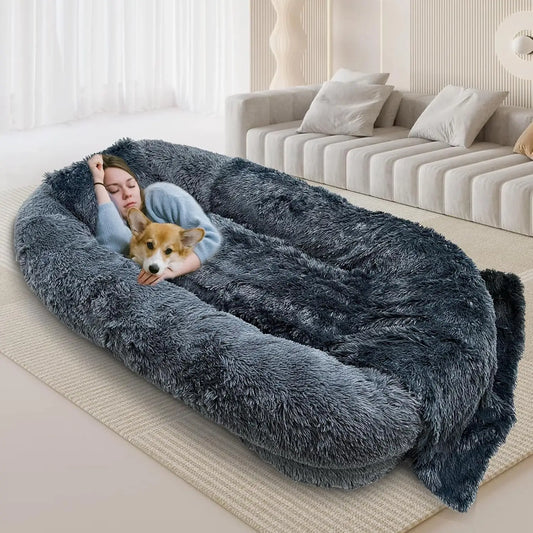 Dog/People Bed 74.8"x47.3"x13.8" Removable Washable Faux Fur