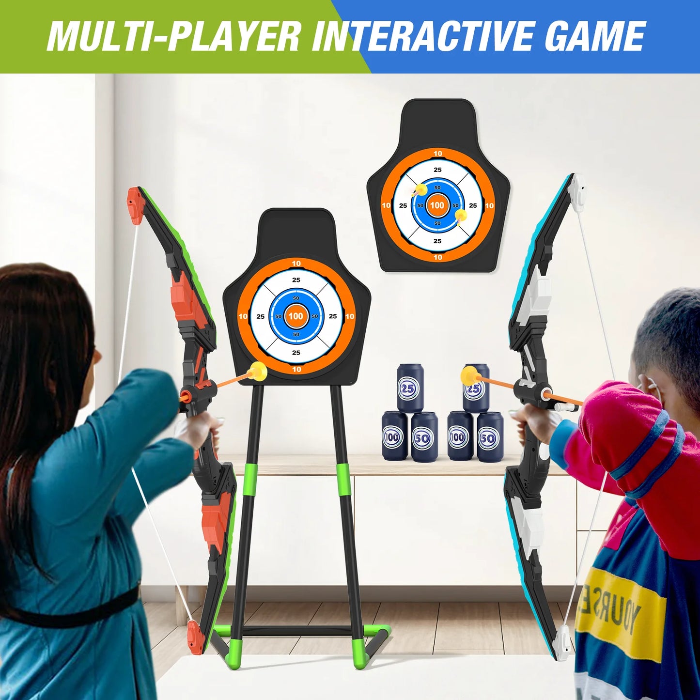 2 Pack Bow Arrow for Kids,  Archery Set w/24 Suction Cup Arrows