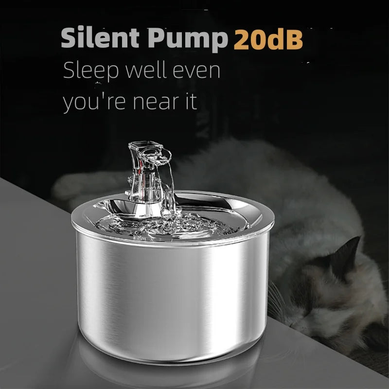 2L stainless steel pet water dispenser fountain