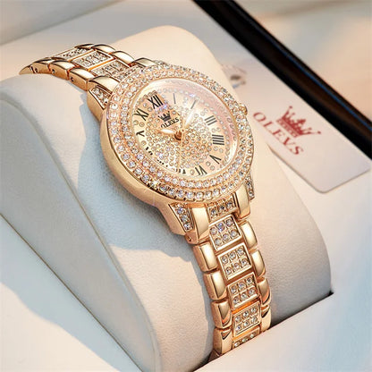 Diamond Wristwatch Elegant Stainless Steel Waterproof Quartz Luxury