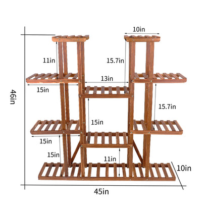 Large 11 Tiered Wood Plant Stand Office Indoor/Outdoor