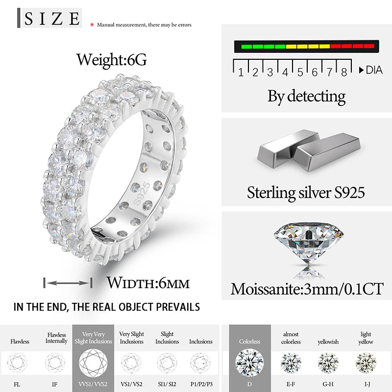 Fine Jewelry  With Certificate Moissanite Rings S925 Sterling Silver