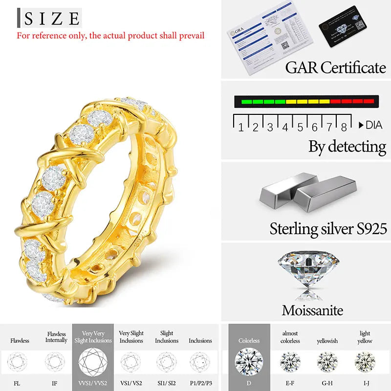 Fine Jewelry  With Certificate Moissanite Rings S925 Sterling Silver