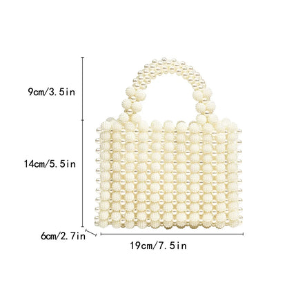 Women Pearl Handmade Beaded Handbags Ladies  Purse