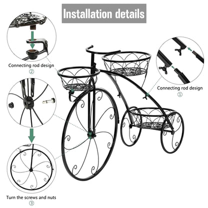 3-Tier Bicycle Plant Stand Wrought Iron