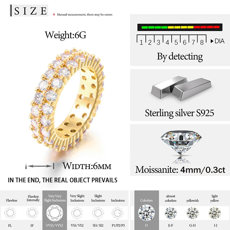 Fine Jewelry  With Certificate Moissanite Rings S925 Sterling Silver